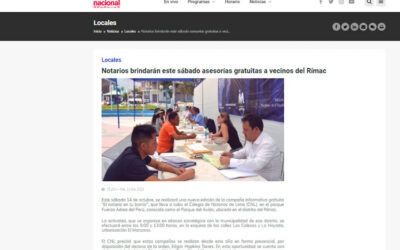 Notarios brindarán este sábado asesorías gratuitas a vecinos del Rímac (Página web Radio Nacional)