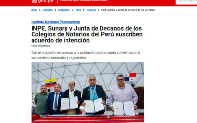 INPE, Sunarp y Junta de Decanos de los Colegios de Notarios del Perú suscriben acuerdo de intención (Plataforma Digital del Estado Peruano/Inpe)