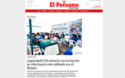 El notario en tu barrio se efectuará este sábado en el Rímac (Diario El Peruano)