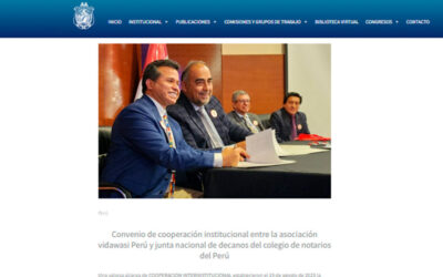 Convenio de cooperación interinstitucional entre la asociación VIDAWASI Perú y la Junta de Decanos de los Colegios de Notarios del Perú (Portal ONPI)